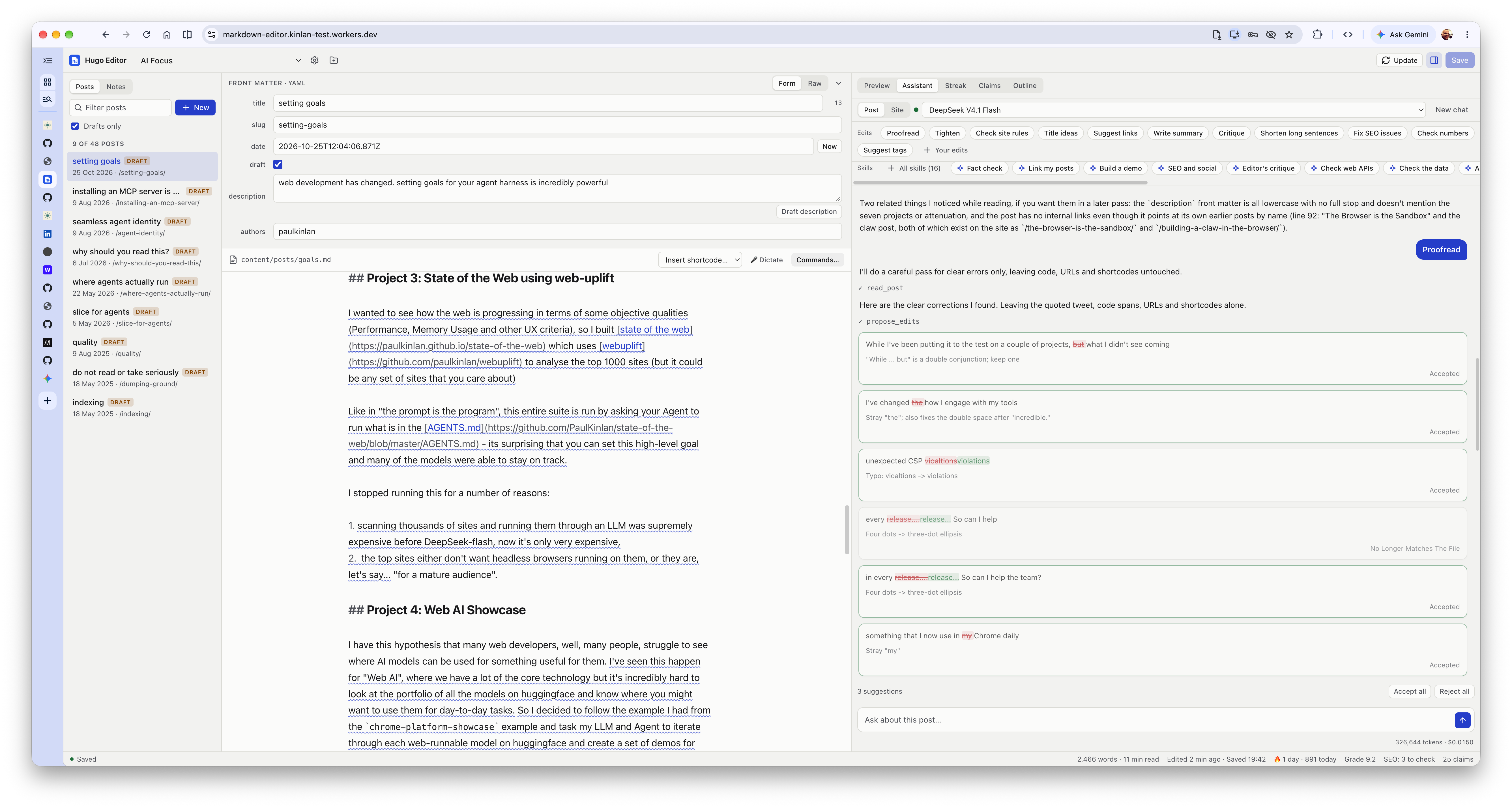 The editor that I built to make this post, because why write when I can build a tool before writing